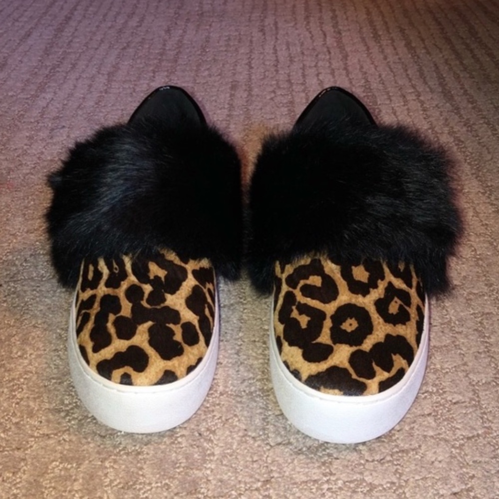 Michael Kors Leopard & Faux Fur Platform Sneaker